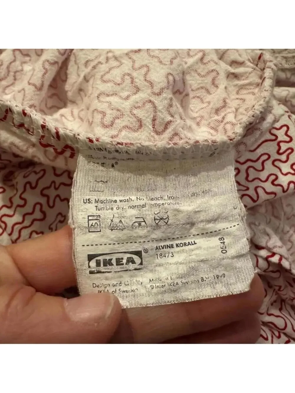 IKEA Alvine Korall Duvet Cover‎ Red Wht Vintage Scandi Squiggle Print 18473